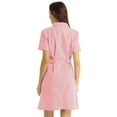 thumbnail image 2 of TiaoBug Women's Lapel Collar Short Sleeve Button Front Hospital Nurse Scrubs Dress Pink X-Large, 2 of 7