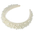 thumbnail image 1 of Diadema acolchada con perlas de imitación, diadema de ala ancha con esponja, diadema para mujer, blanco, 1 of 7