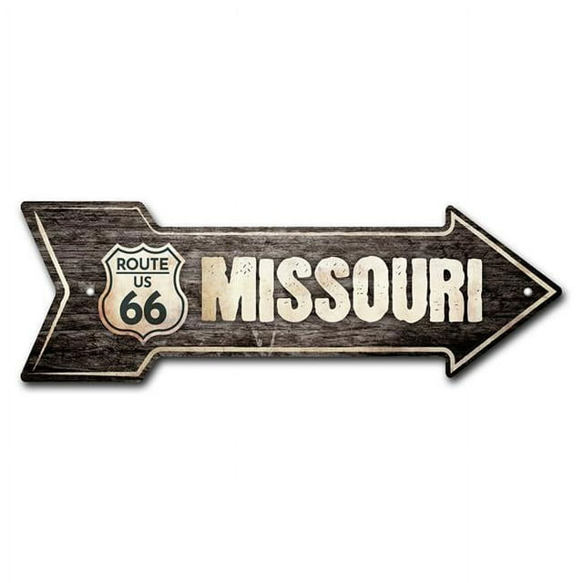 SignMission P-ARROW12-999740 12 x 36 Po Large Missouri 66 2 Flèche Signe