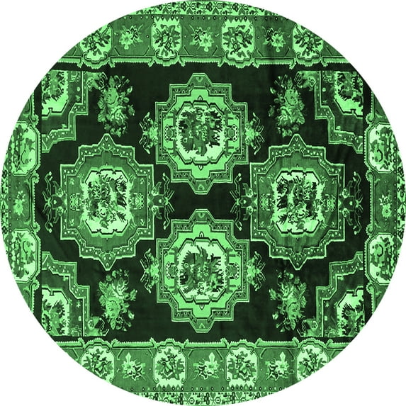 Ahgly Company Indoor Round Persian Emerald Green Traditional Area Rugs, 6' Round