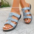 thumbnail image 3 of Wedge Slipper Sandals for Women 2025 Beach Boho Summer Flower Open Toe Dress Slides Ladies Low Heel Slip on, 3 of 8