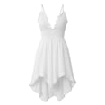thumbnail image 5 of LNWUY Summer Dress for Women Spaghetti Strap Deep V Neck Dresses Vintage Boho Dress Solid Color Sleeveless Lace Trim Dress White XXL, 5 of 6