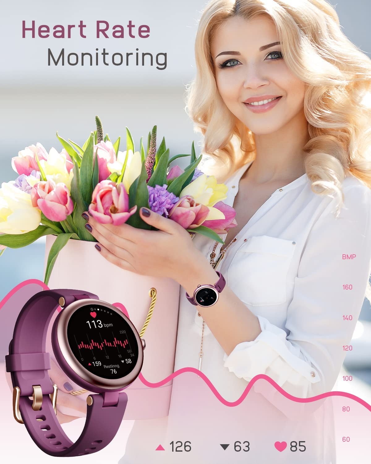 Sami Reloj Mujer Actividad Smart Watch Redondo Circonitas WS-2370NG