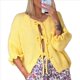 thumbnail image 3 of Suéter Tipo Cárdigan con Lazo para Mujer, Tejido Ligero con Volantes, Corta, Chaqueta de Moda 2025. Amarillo S, 3 of 10
