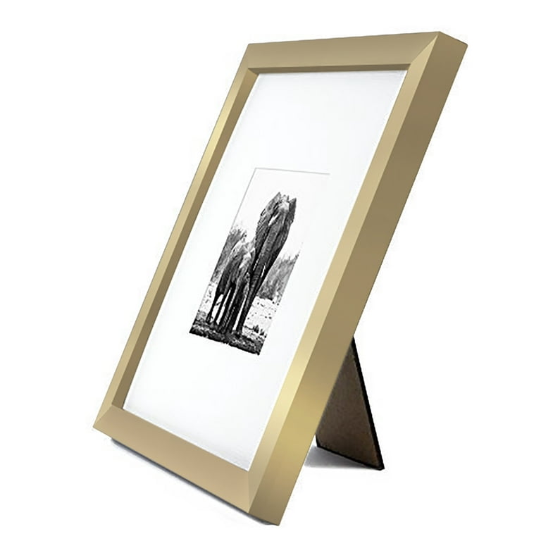 Americanflat 11x14 Picture Frame in Gold - Displays 5x7 with Mat and 11x14 Without Mat - Composite Wood with Shatter Resistant Glass