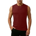 thumbnail image 5 of Jinhomg Men's Sleeveless Tank Top Round Neck Casual Muscle Vest Tee Soft Stretch Breathable Summer Tank Undershirt for Men Wine,L, 5 of 7