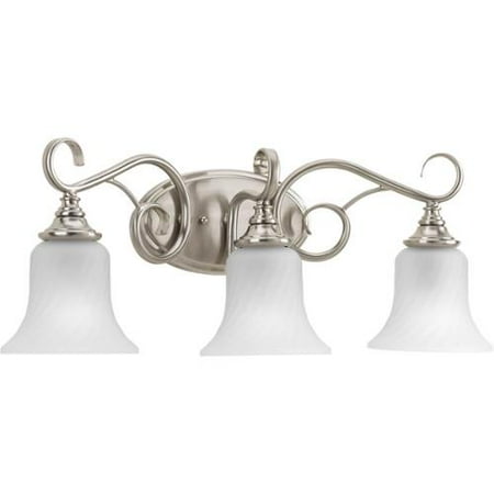 Progress Lighting Silvertone Kensington Collection 3 Light Brushed Progress Lighting Silvertone Kensington Collection 3 Light Brushed Nickel Bath