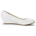 thumbnail image 4 of Dream Pairs Women's Mid Wedge Heel Pump Shoes Debbie color WHITE/PU size 5.5 Wide Available, 4 of 5