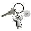 Personalized Personalize with Monogram Standing Angel Key Chain with Engraving Tag 3.5" Long