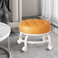 thumbnail image 6 of Padded Rolling Stool with 360° Swivel Wheels , Low Profile Round Soft Cushion Seat , Heavy Duty Sturdy Metal Frame , Mobile Utility Stool for Home office Kitchen Salon Makeup Cleaning Craft Work, 6 of 8