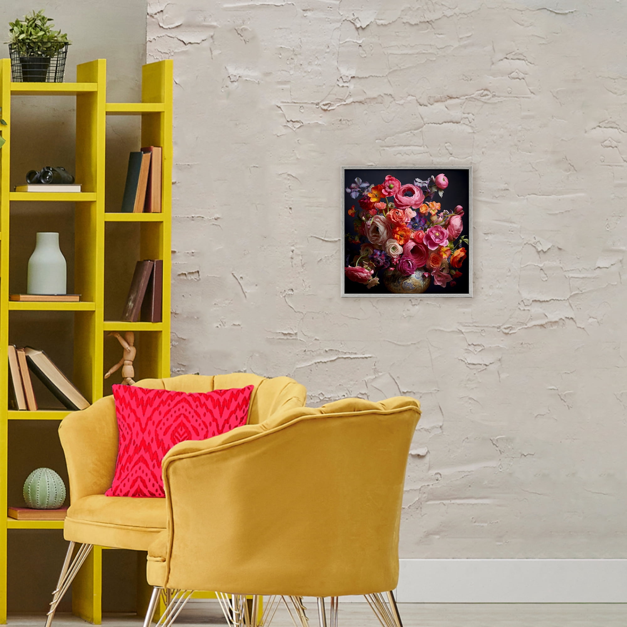 Stupell Industries Harmonious Composition of Florals Gray Framed Giclee Art, design by Lazar Studio