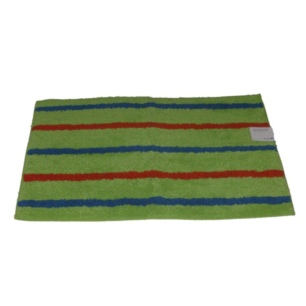 Studio A Green Stripe Accent Bath Rug 20x30 Cotton Tub Mat