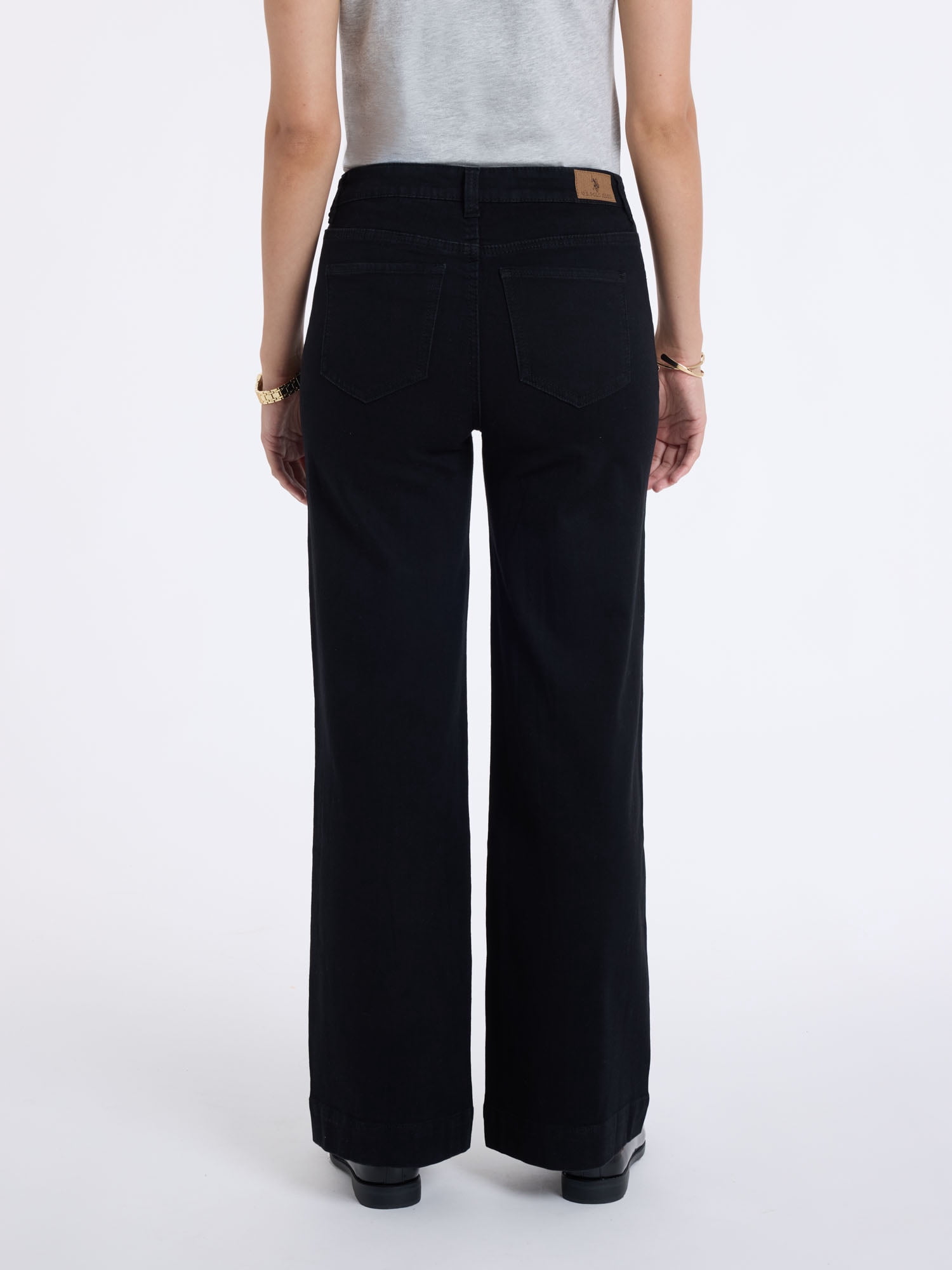 U.S. Polo Assn. Women's High Rise Relaxed Knit Denim Wide Leg Jeans