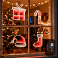 thumbnail image 3 of Beatineon 4-Piece Double Sided Christmas Infinity Light Set, Sock Hat Cane Gift Box Shapes with Mirror Effect, Indoor Decor for Wall Window, Steady Red White Light, 3 of 12