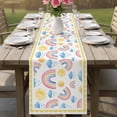 thumbnail image 4 of Rainbow Sunshine Table Runner 72 Inches, Rainy Cute Yellow Border Bed Runner Dresser Scarves Tabletop for Indoor Outdoor Parties/Ceremony/Banquet, 14" x 72", 4 of 9