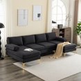 thumbnail image 2 of U-Shaped Indoor Modular Sofa, 4-Seat Upholstered Sofa with Double Chaise, Leisure Sectional Sofa Couch Leisure with Gold-Plated Feet for Living Room Apartment Office, Black, 2 of 9