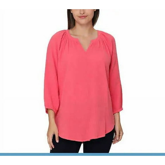 Nicole Miller Womens' Gauze Top (Coral, Large)