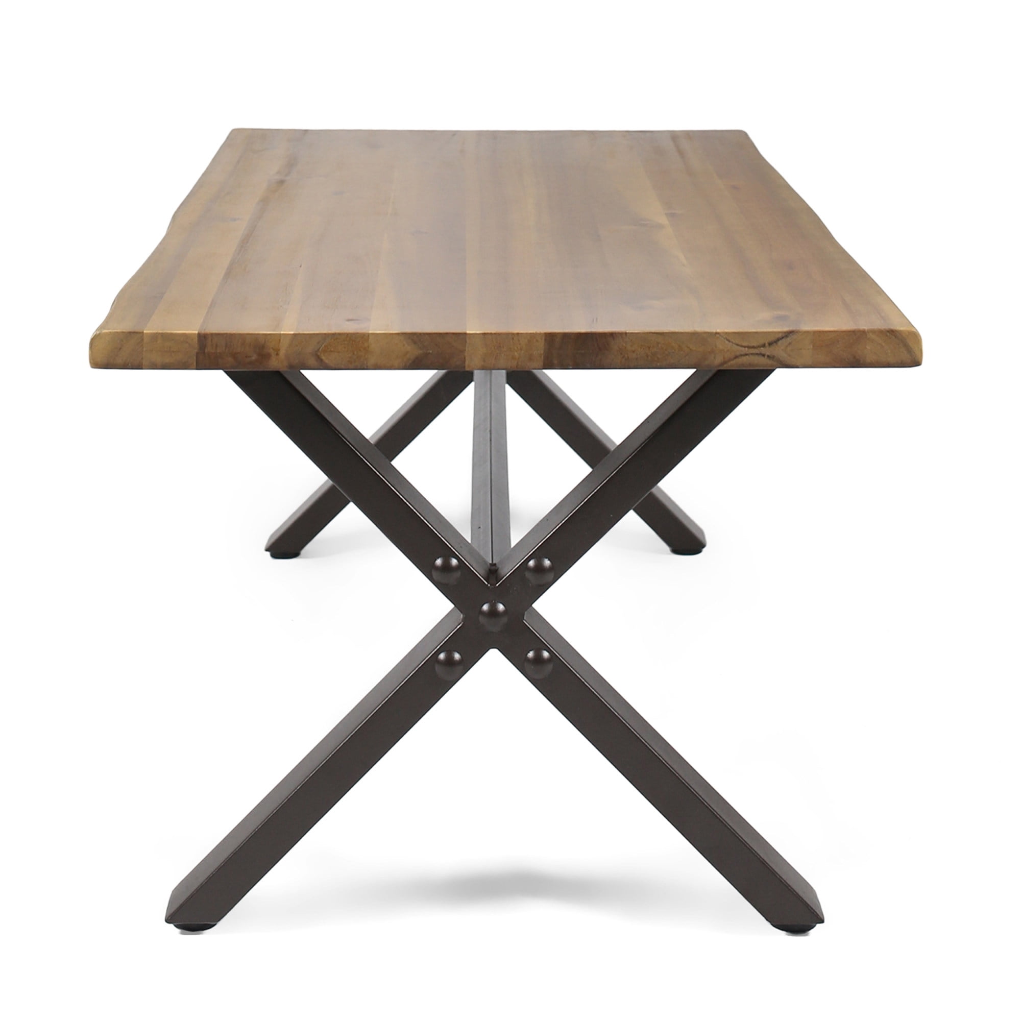 Wood Coffee Table for Living Room,Farmhouse Coffee Table with Metal Base for Living Room,Outdoor,18'' H X 27.25'' W X 43.25'' L
