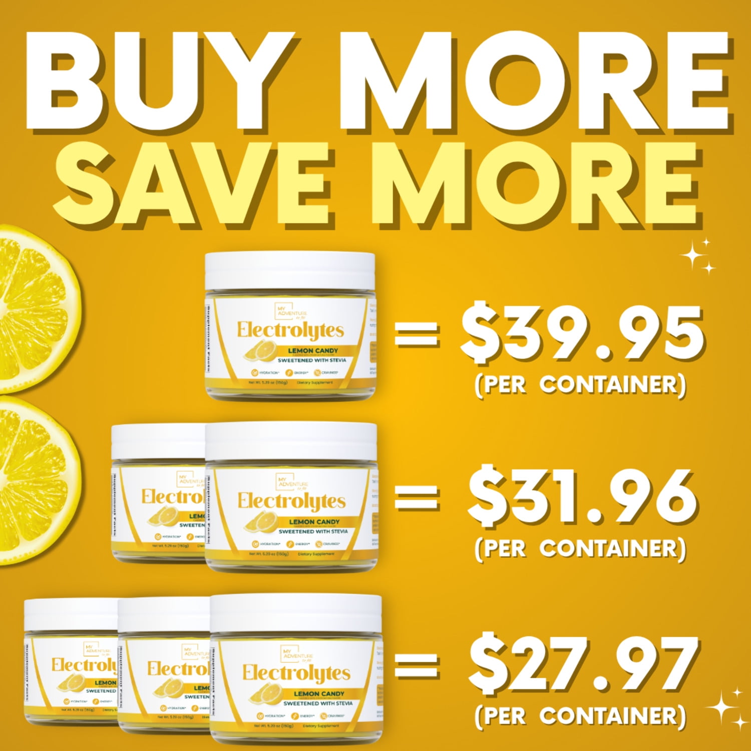 Lemon Candy Electrolytes - 37 Servings | Zero Sugar Hydration