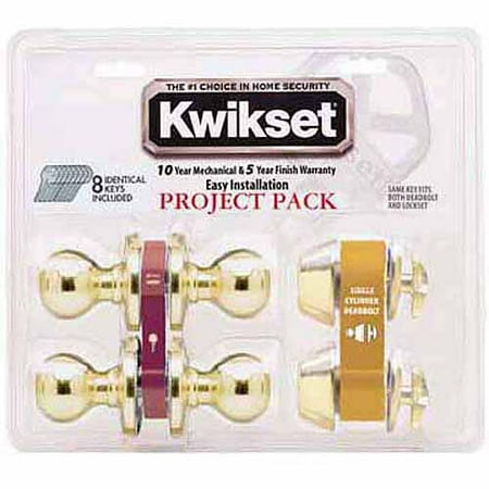 Kwikset 92420-031 Bright Brass Tylo Knob Entry Lockset and Deadbolt