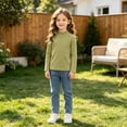 thumbnail image 6 of Spazoro Girls Mock Neck Pullover Top, 100% Cotton Loose Fit Solid Color Soft Mock Neck Long Sleeve Basic Layering Shirts for Daily Wear Green Size 7-8, 6 of 9