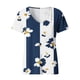 thumbnail image 4 of Moda Mujer Cuello en V Manga corta Impresión Jersey Blusas sueltas Tops Camiseta, 4 of 4