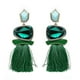 thumbnail image 3 of Lujosos aretes Huggies chapados en oro de 18 k con diseño bohemio multicolor, color verde | Código de modelo 4601 Verde, 3 of 5
