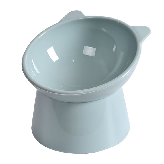 RAIRSKY Elevated Cat Food Water Bowl, Tilted Ceramic Cat Bowl for Indoor Cats, Raised Pet Feeding Dish with Easy Assembly