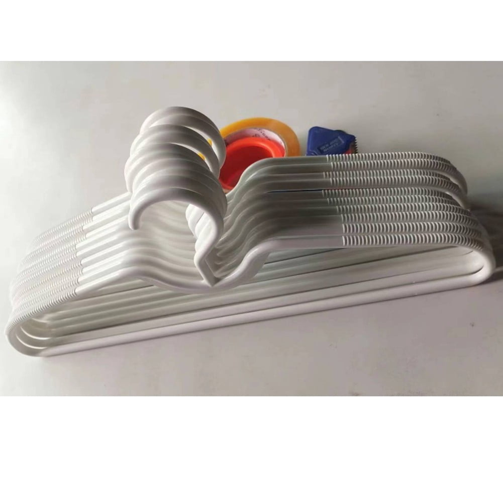 AFQH Plastic Hangers 10 Pack, Plastic Clothes Short Neck Hangers Non Slip Hangers, Ultra Thin Hangers Space Saving, white Hangers for Closet