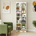 thumbnail image 3 of VECELO 71" Tall Narrow Bookcase, Slim Storage Cabinet with Adjustable Shelves, Corner Bookshelf, 8-Tier Cube Display Rack for Home Office, White, 3 of 5