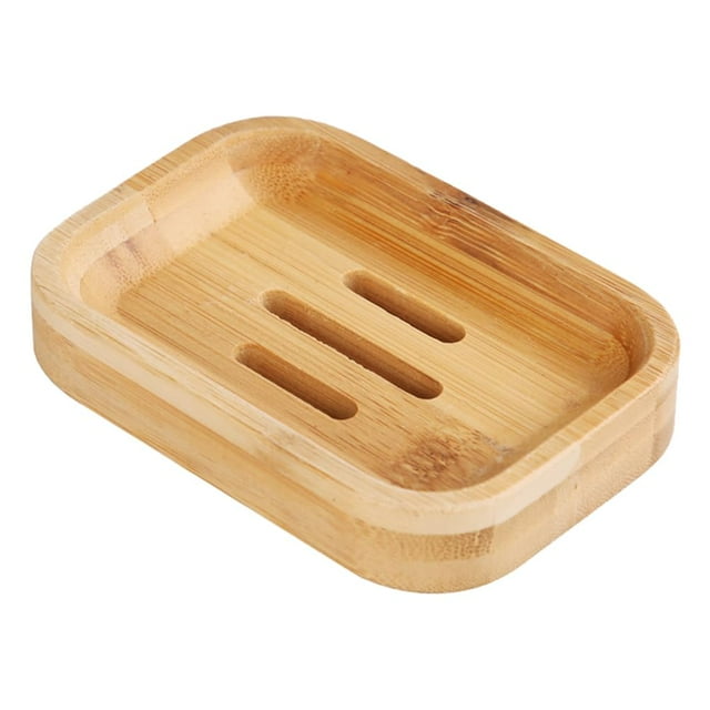 Soporte para jabonera de madera natural de bambú, jabonera de madera de bambú con drenaje automático para baño, cocina, esponjas, accesorios de almacenamiento
