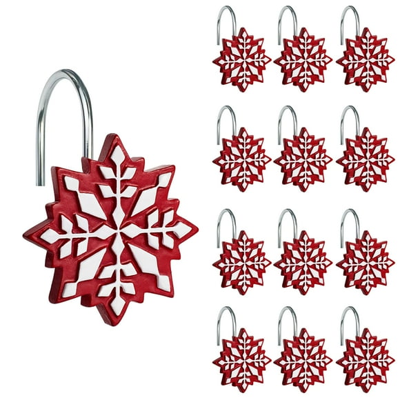 Ganchos para cortinas de ducha con forma de copos de nieve navideños iluminados por el sol, 12 unidades