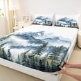 thumbnail image 3 of Manfei Natural Landscape Twin Sheet Sets,Mountain Pine Tree Twin Fitted Sheet,Rustic Plant Flat Sheet For Adults,Breathable Home Decor,3-Piece, 3 of 7