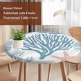 thumbnail image 5 of Summer Marine Life Round Fitted Table Cover Ocean Coral Simple Lines Art Waterproof Table Cloth with Elastic Edge Wipeable Tablecloth for Picnic Camping Party Fits 36"-44" Diameter, 5 of 8