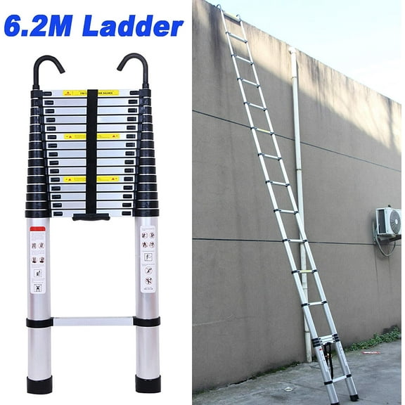 Dayplus Telescoping Ladder 20FT Telescopic Extension Ladder Aluminum Extendable Lightweight Ladder Steps Safety Collapsible Ladder