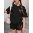 thumbnail image 5 of Grblisyd Girls Summer 2 Piece Outfits Cute Fruit Print Printed Short Sleeve Crew Neck T-Shirts and Shorts Girls' Clothing Sets 10-12Y, 5 of 5