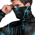 thumbnail image 4 of Havenx Men's Upf 50+ Sun Protection Hooded Shirt Lightning Print Long Sleeve Shirt with Mask Rapid Dry Rash Guard Shirts Hiking Running Fishing Athletic Workout Clothing,Dark Gray 3XL, 4 of 5