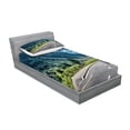 thumbnail image 2 of Ambesonne Landscape Fitted Sheet & Pillow Sham Set, Motorcyclist on Road, Twin, Multicolor, 2 of 2