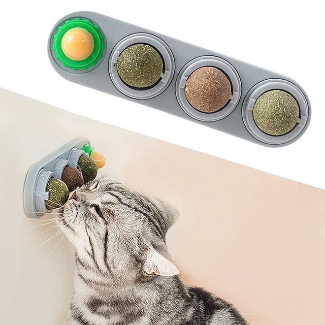 Juguetes de pelota para gatos Potaroma 4 Catnip Silvervine para todas las razas