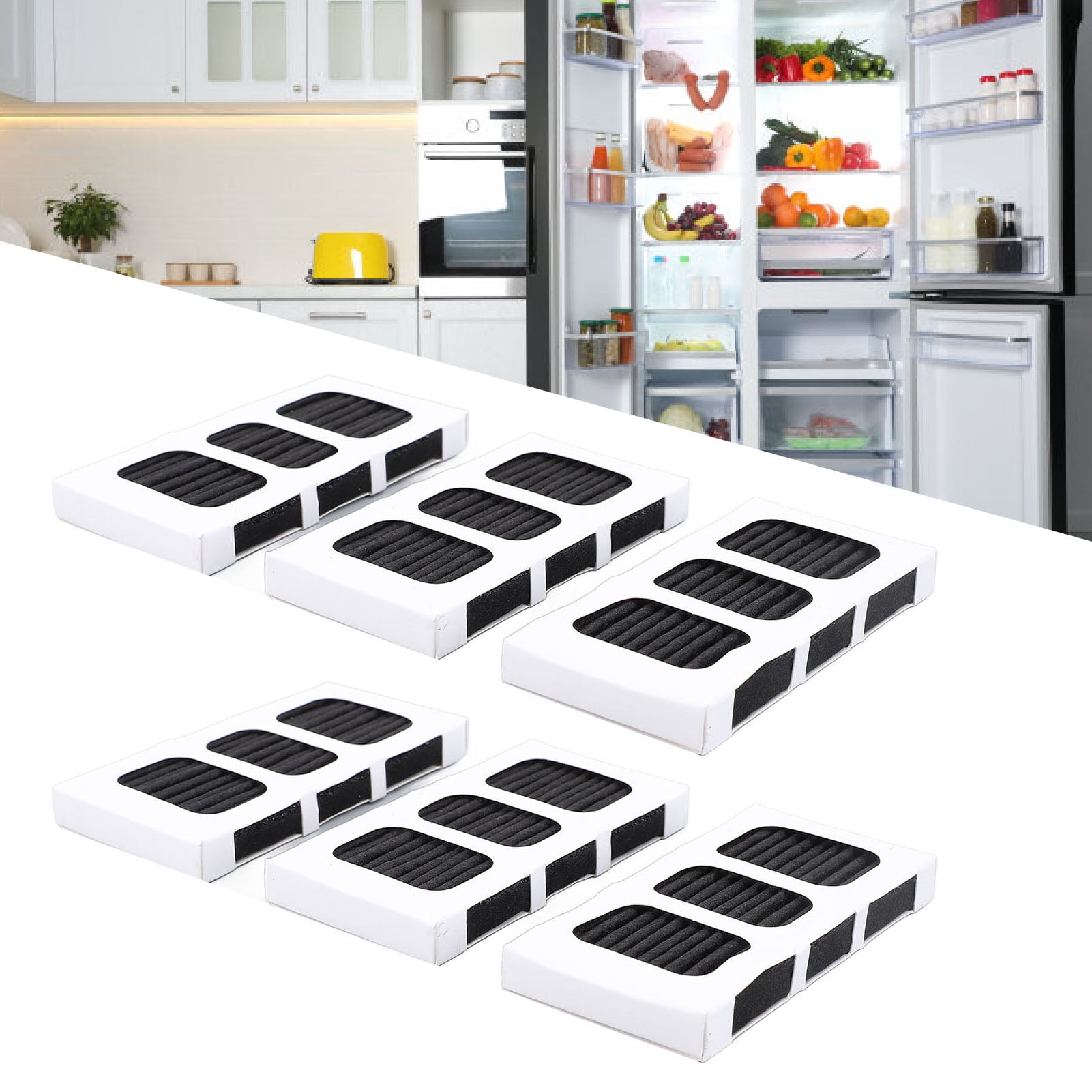 Refrigerator Air Filter Replacement, Effective Refrigerator Air Filter Activated Carbon Cotton 6PCS Easy Installation With Brush For PD00044143