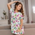 thumbnail image 3 of Picia Cute Flamingo Pattern Women’s Nightdress – Casual Short-sleeved Loose-Fit Sleepwear, Soft Cotton Short-Sleeve Sleep Shirt for Relaxation & Comfort, 3 of 6