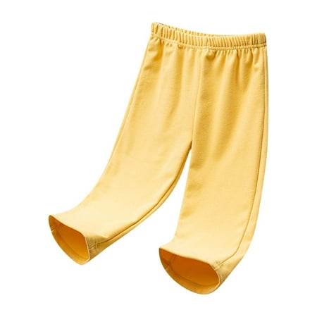

Jalioing Toddler Baby Boys Girls Loungewear Pant Winter Thicken Warm Underpant Elastic Rise Straight Pants (18-24 Months Yellow)