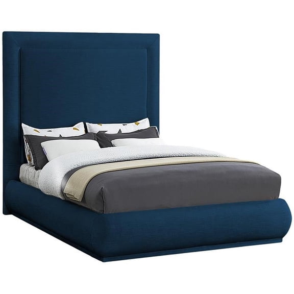 Meridian Furniture Brooke Navy Linen Textured Fabric Queen Bed