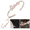 thumbnail image 4 of Pulsera abierta para mujer Sin chapada en cobre con decoración de letras de amor oro rosa, 4 of 8