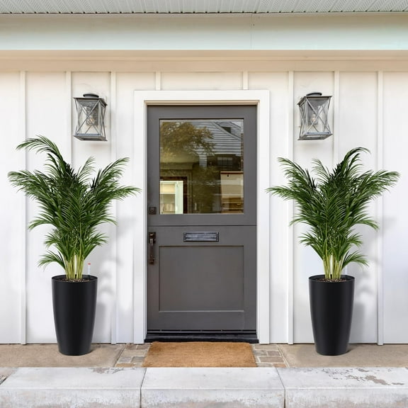 16"/22" Tall Planters Set of 2, Plant Pots, Self Watering Pots for Indoor Plants, Flower Pots With Built-In Drainage and Visual Water Level Design, for Patio, Porch, Living Room, or Home Office