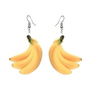 Angoily 1 Pair of Fashion Ear Drop Acrylic Ear Dangle Women Earrings Delicate Earbob Creative Dangler Yellow (Banana)