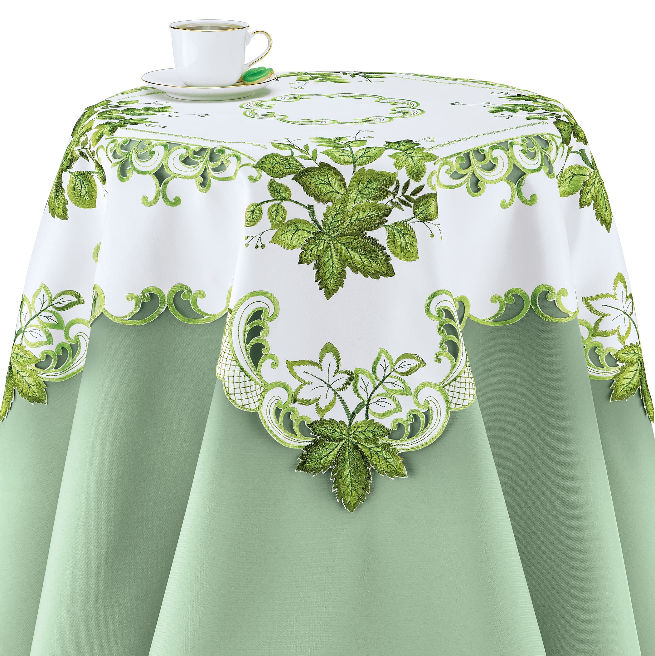 Collections Etc Elegant Embroidered Evergreen Kitchen Table Linens