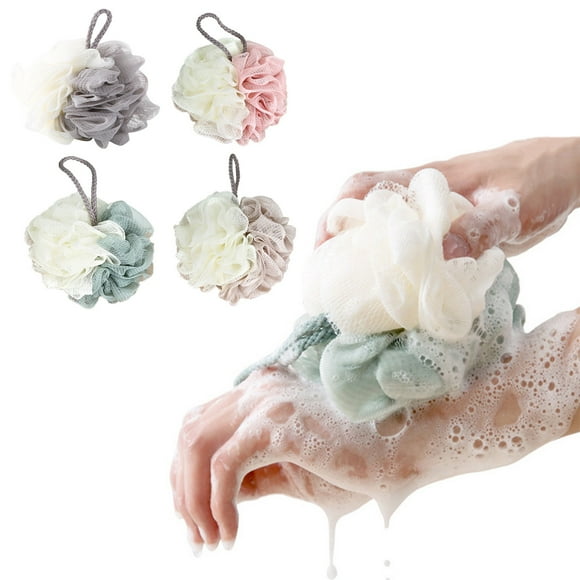 Cagogo under $5 4Pcs Bath Sponge, Bath Ball Shower Sponge for AdultsChildren, Soft Exfoliating Bathing Ball, Bathroom Shower Accessories, Gentle Skin Cleansing, Hanging Loop Design