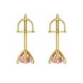 thumbnail image 4 of Clara Pucci 1Ct Pink Round Cut VVS1 Screw Back Stud 18k Solid hypoallergenic Gold Designer Earrings For April, 4 of 7