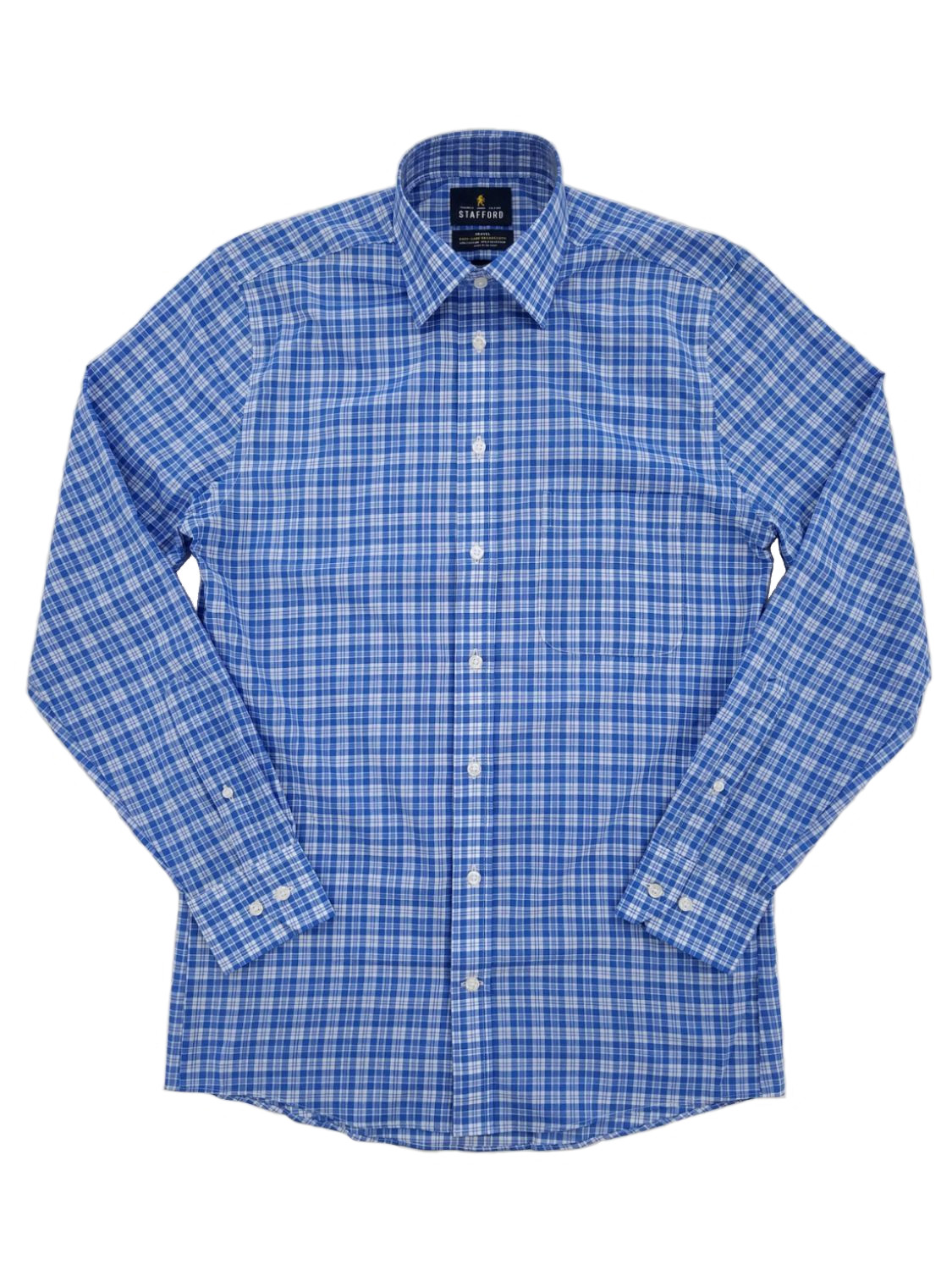 Stafford - Mens Tonal Blue Plaid Fitted 